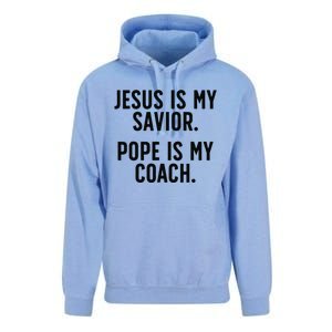 Jesus Is My Savior Pope Is My Coach Catholic Humor Sayings Unisex Surf Hoodie