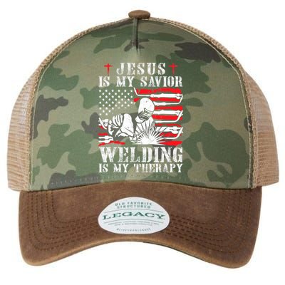 Jesus Is My Savior Welding Christian Weld American Flag Legacy Tie Dye Trucker Hat