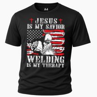 Jesus Is My Savior Welding Christian Weld American Flag Cooling Performance Crew T-Shirt