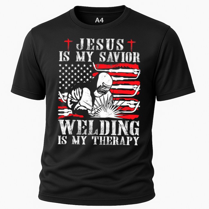 Jesus Is My Savior Welding Christian Weld American Flag Cooling Performance Crew T-Shirt