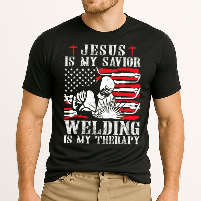 Jesus Is My Savior Welding Christian Weld American Flag Cooling Performance Crew T-Shirt
