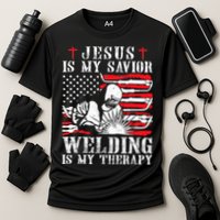 Jesus Is My Savior Welding Christian Weld American Flag Cooling Performance Crew T-Shirt