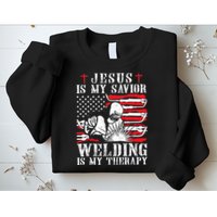 Jesus Is My Savior Welding Christian Weld American Flag Sweatshirt