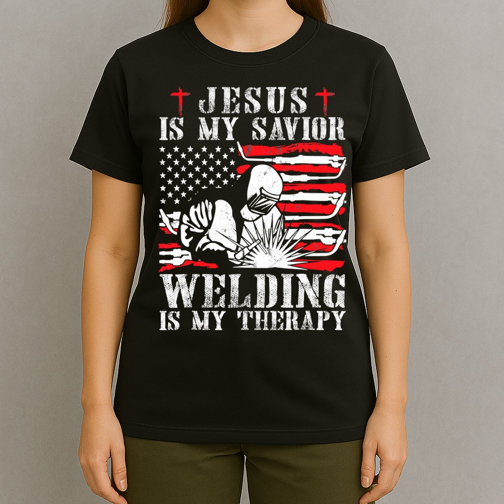 Jesus Is My Savior Welding Christian Weld American Flag T-Shirt