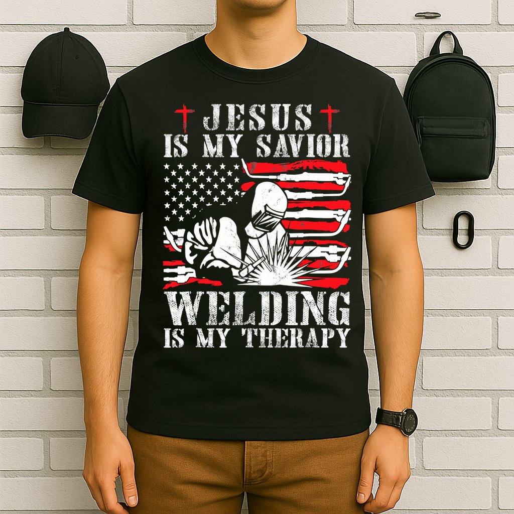 Jesus Is My Savior Welding Christian Weld American Flag T-Shirt