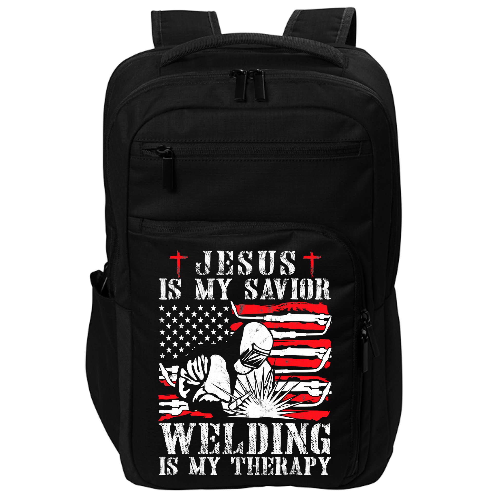 Jesus Is My Savior Welding Christian Weld American Flag Impact Tech Backpack