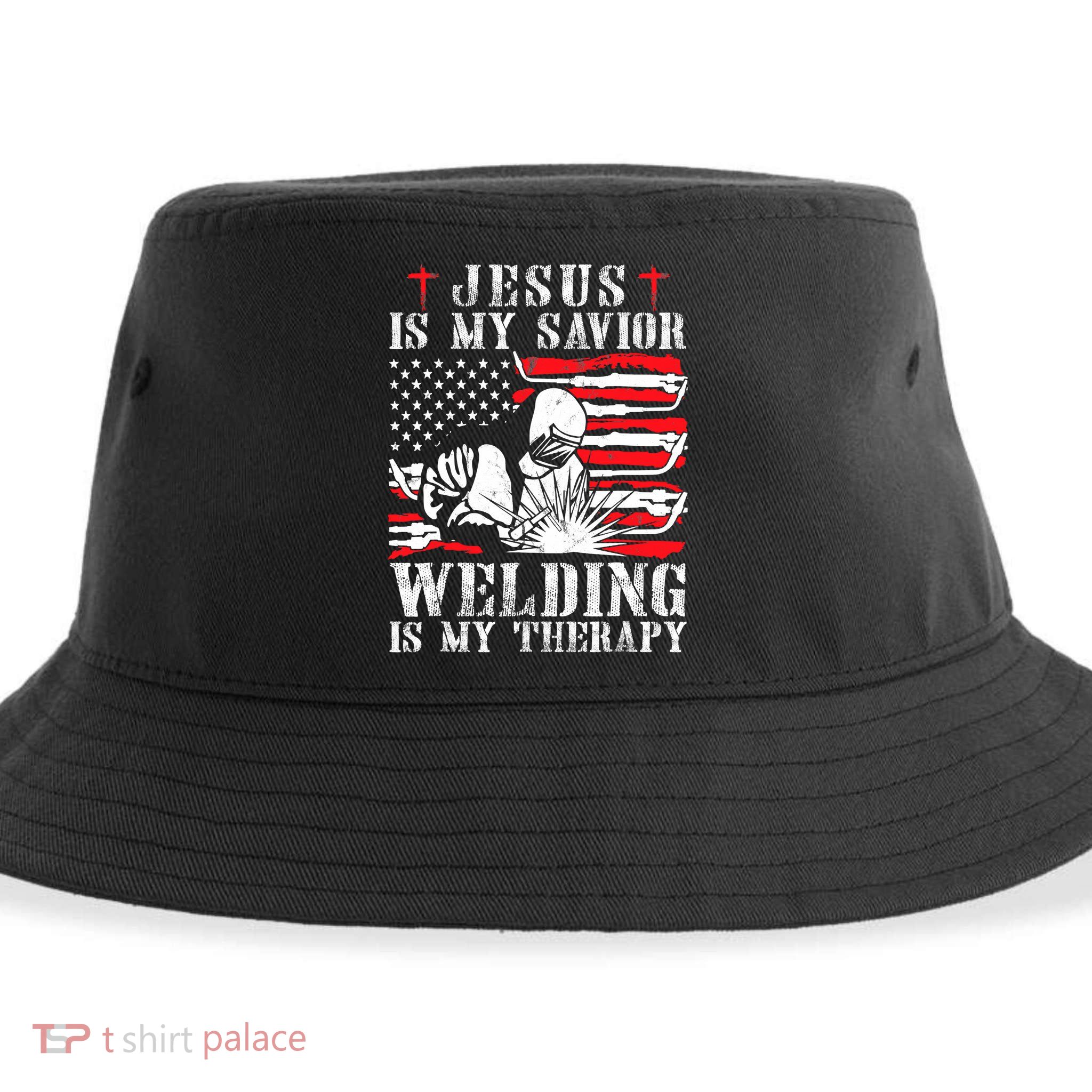Jesus Is My Savior Welding Christian Weld American Flag Sustainable Bucket Hat