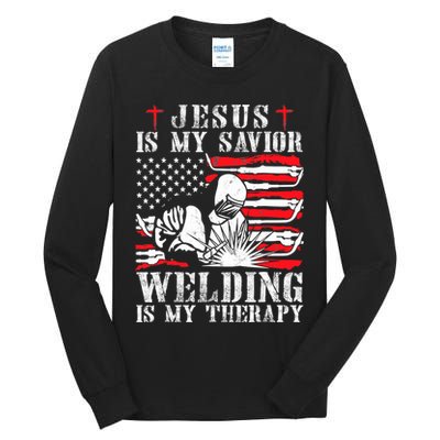 Jesus Is My Savior Welding Christian Weld American Flag Tall Long Sleeve T-Shirt