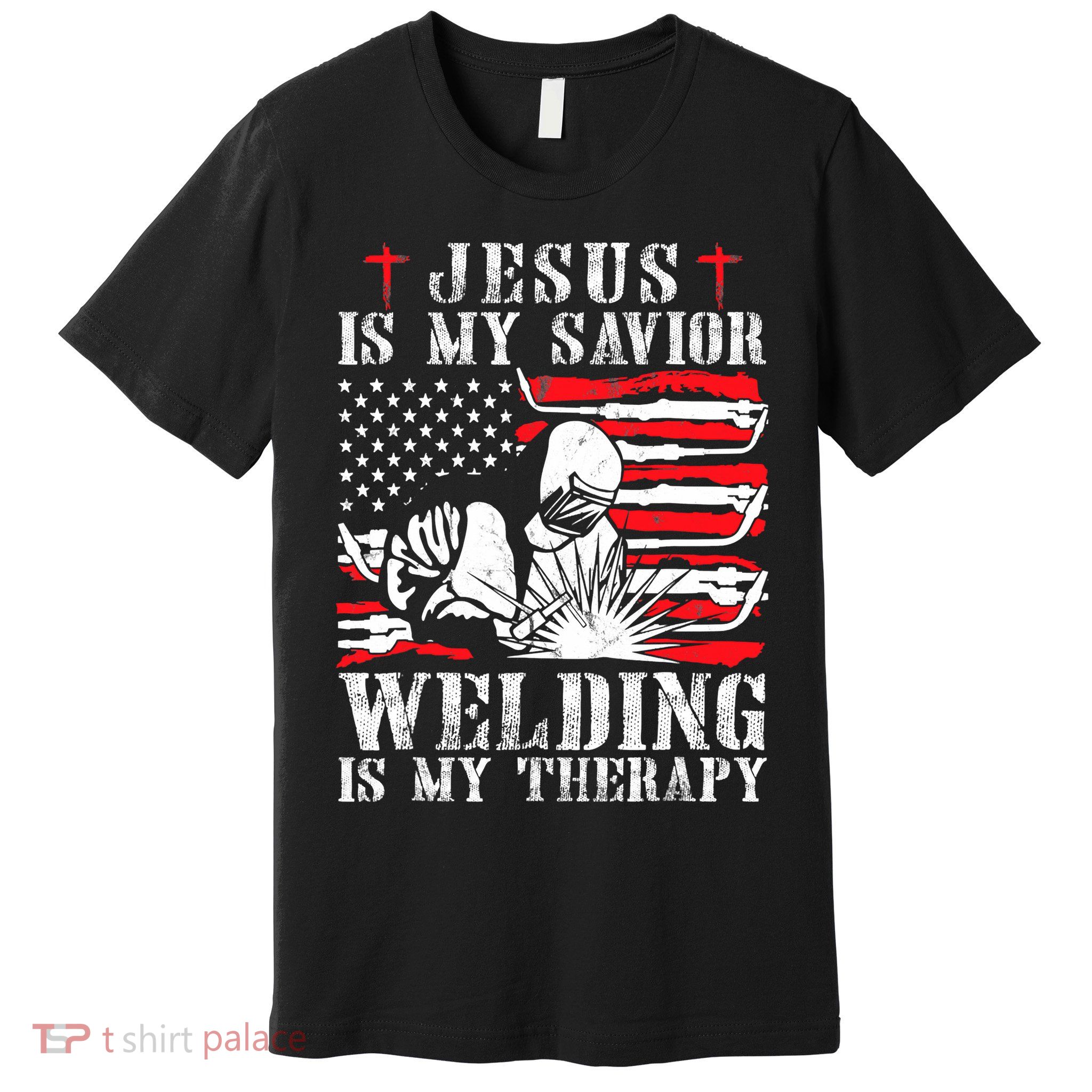 Jesus Is My Savior Welding Christian Weld American Flag Premium T-Shirt