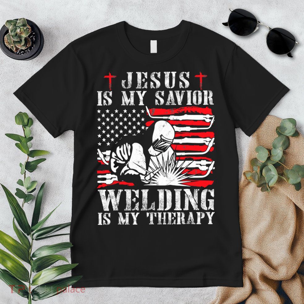 Jesus Is My Savior Welding Christian Weld American Flag Premium T-Shirt