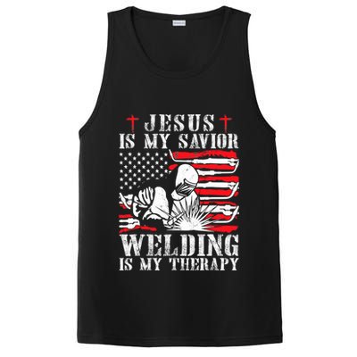 Jesus Is My Savior Welding Christian Weld American Flag PosiCharge Competitor Tank