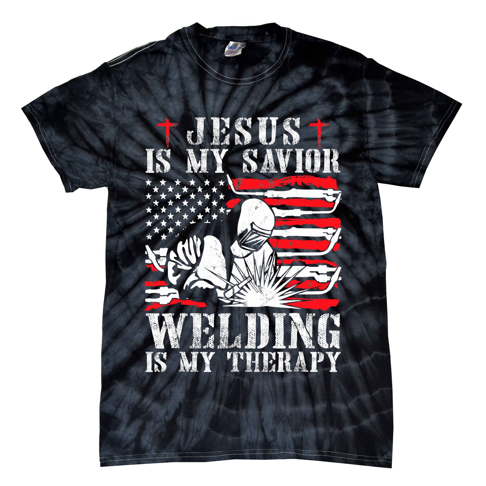 Jesus Is My Savior Welding Christian Weld American Flag Tie-Dye T-Shirt