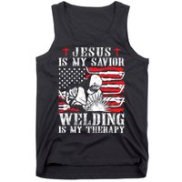Jesus Is My Savior Welding Christian Weld American Flag Tank Top