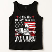 Jesus Is My Savior Welding Christian Weld American Flag Tank Top