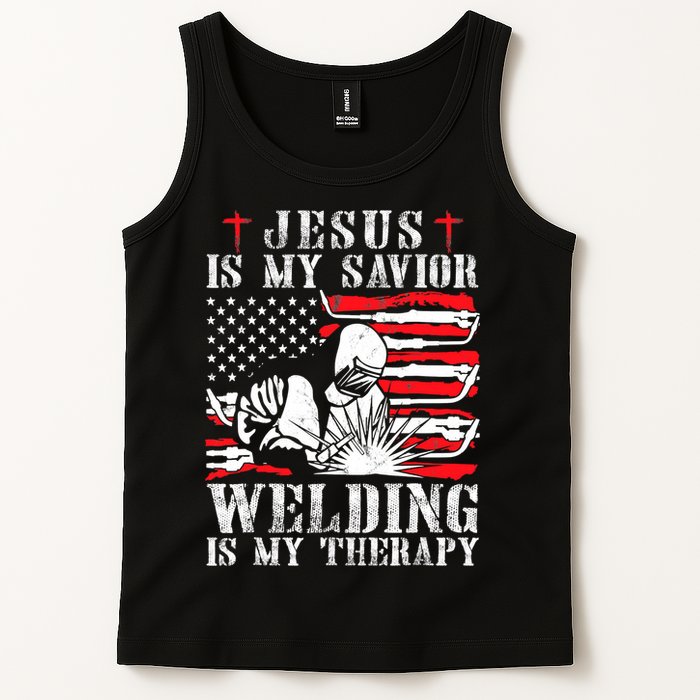 Jesus Is My Savior Welding Christian Weld American Flag Tank Top