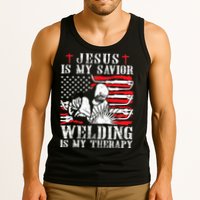 Jesus Is My Savior Welding Christian Weld American Flag Tank Top