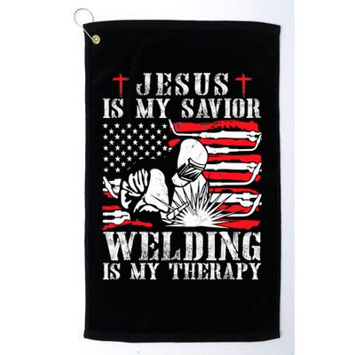 Jesus Is My Savior Welding Christian Weld American Flag Golf Towel
