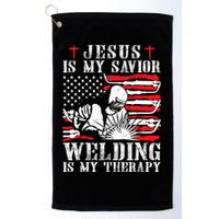 Jesus Is My Savior Welding Christian Weld American Flag Golf Towel