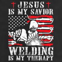 Jesus Is My Savior Welding Christian Weld American Flag Golf Towel