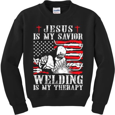 Jesus Is My Savior Welding Christian Weld American Flag Kids Sweatshirt