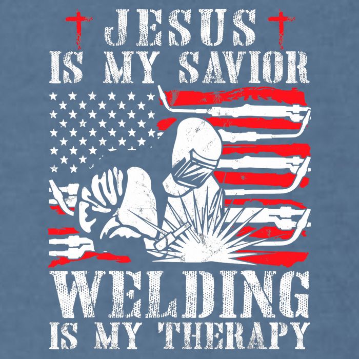 Jesus Is My Savior Welding Christian Weld American Flag Garment-Dyed Sweatshirt