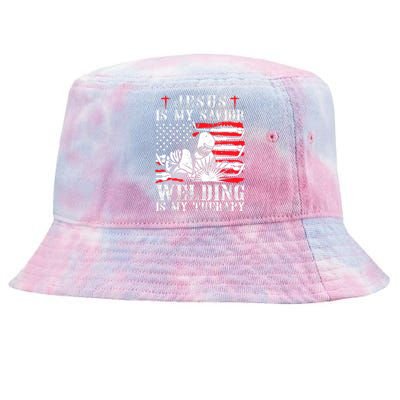 Jesus Is My Savior Welding Christian Weld American Flag Tie-Dyed Bucket Hat