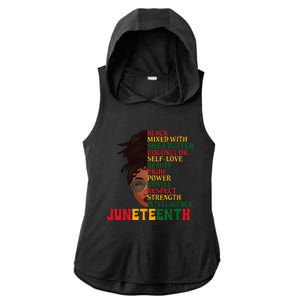 Juneteenth Is My Independence Day Black  Black Pride Ladies PosiCharge Tri-Blend Wicking Draft Hoodie Tank