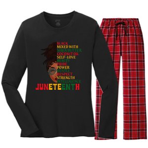 Juneteenth Is My Independence Day Black  Black Pride Women's Long Sleeve Flannel Pajama Set 