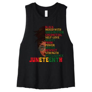 Juneteenth Is My Independence Day Black  Black Pride Women's Racerback Cropped Tank