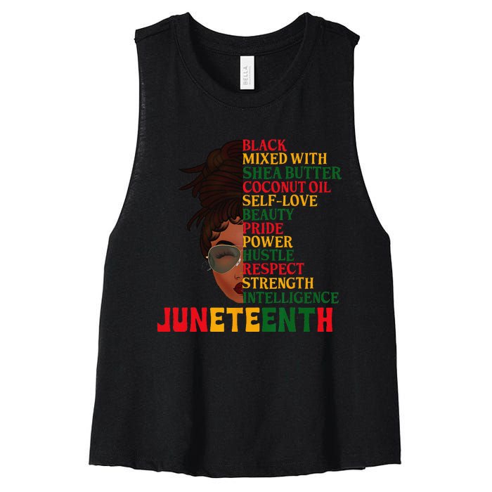 Juneteenth Is My Independence Day Black  Black Pride Women's Racerback Cropped Tank