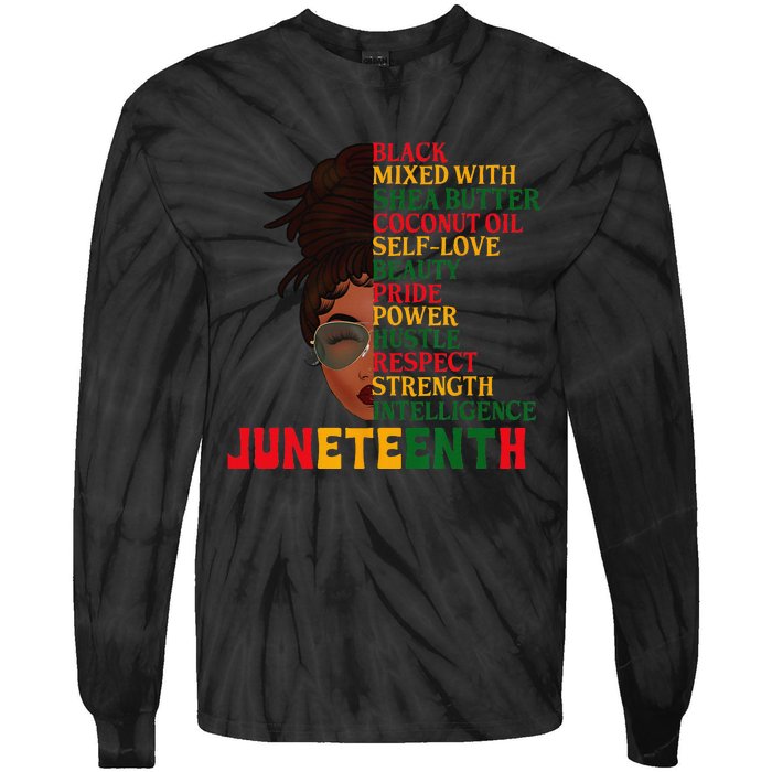 Juneteenth Is My Independence Day Black  Black Pride Tie-Dye Long Sleeve Shirt