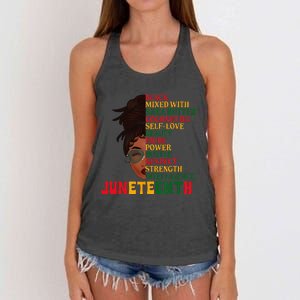 Juneteenth Is My Independence Day Black  Black Pride Women's Knotted Racerback Tank