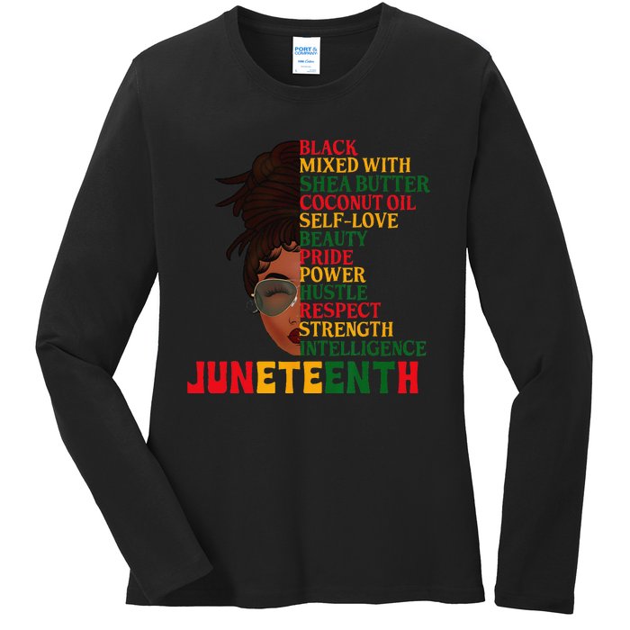 Juneteenth Is My Independence Day Black  Black Pride Ladies Long Sleeve Shirt