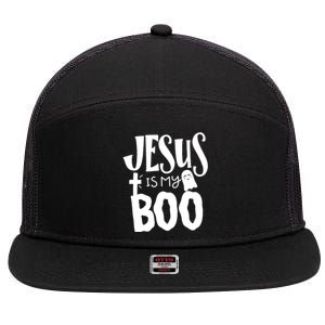 Jesus Is My Boo Funny Christian Halloween Quote Humor Gift 7 Panel Mesh Trucker Snapback Hat