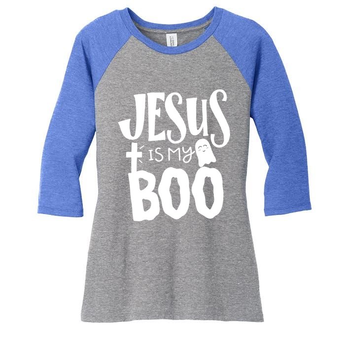 Jesus Is My Boo Funny Christian Halloween Quote Humor Gift Women's Tri-Blend 3/4-Sleeve Raglan Shirt