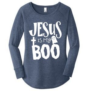 Jesus Is My Boo Funny Christian Halloween Quote Humor Gift Women's Perfect Tri Tunic Long Sleeve Shirt