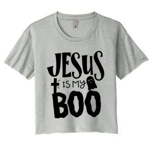 Jesus Is My Boo Funny Christian Halloween Quote Humor Gift Women's Crop Top Tee