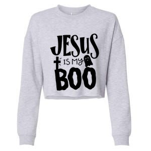 Jesus Is My Boo Funny Christian Halloween Quote Humor Gift Cropped Pullover Crew