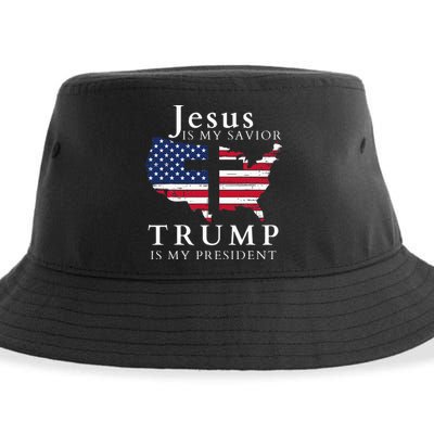 Jesus Is My Savior Trump Is My President Sustainable Bucket Hat