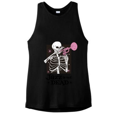 Jazz Is Not Dead Skeleton Ladies PosiCharge Tri-Blend Wicking Tank