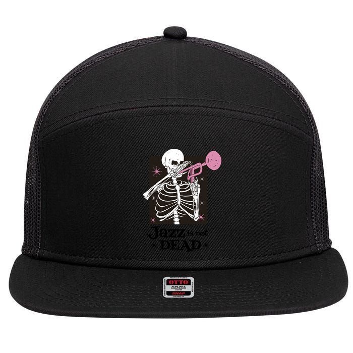 Jazz Is Not Dead Skeleton 7 Panel Mesh Trucker Snapback Hat