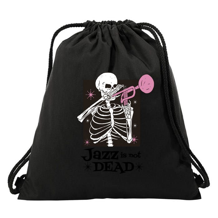 Jazz Is Not Dead Skeleton Drawstring Bag