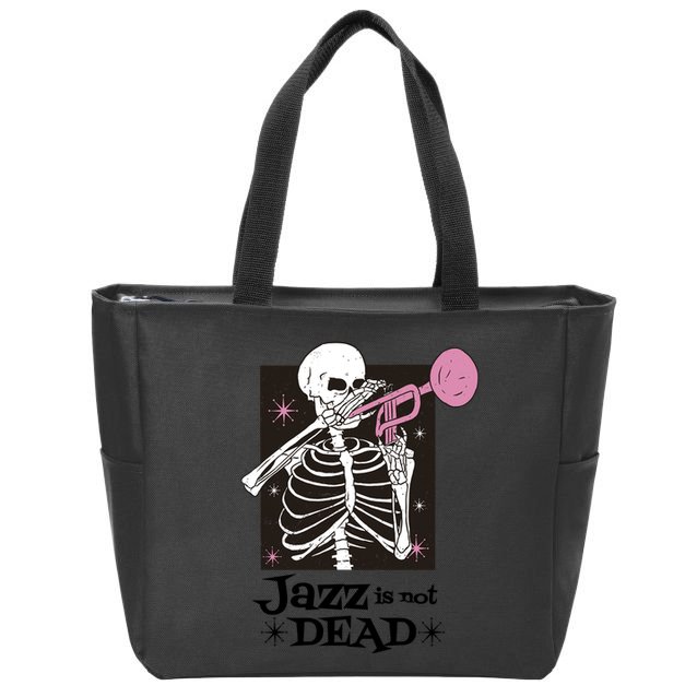 Jazz Is Not Dead Skeleton Zip Tote Bag