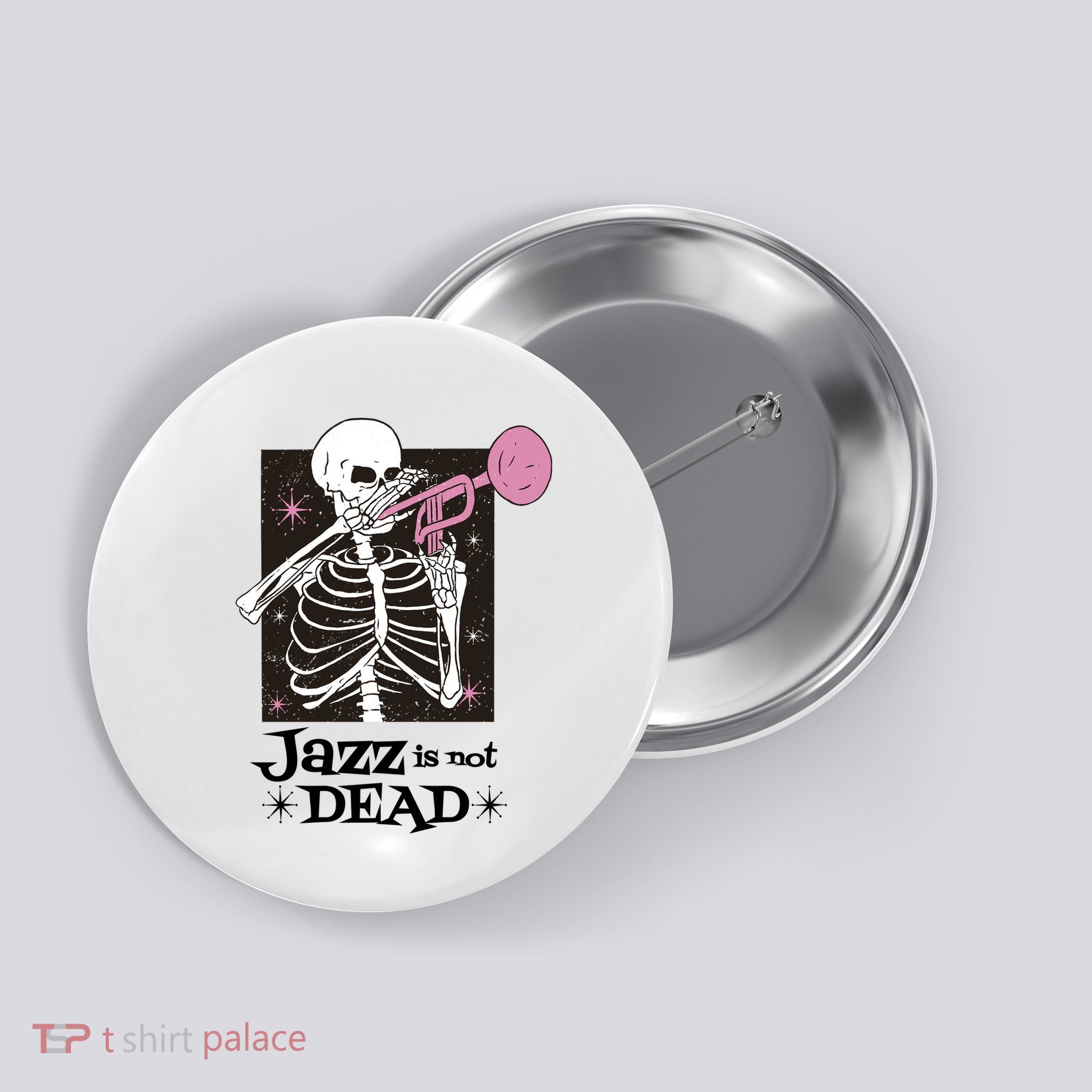 Jazz Is Not Dead Skeleton Button