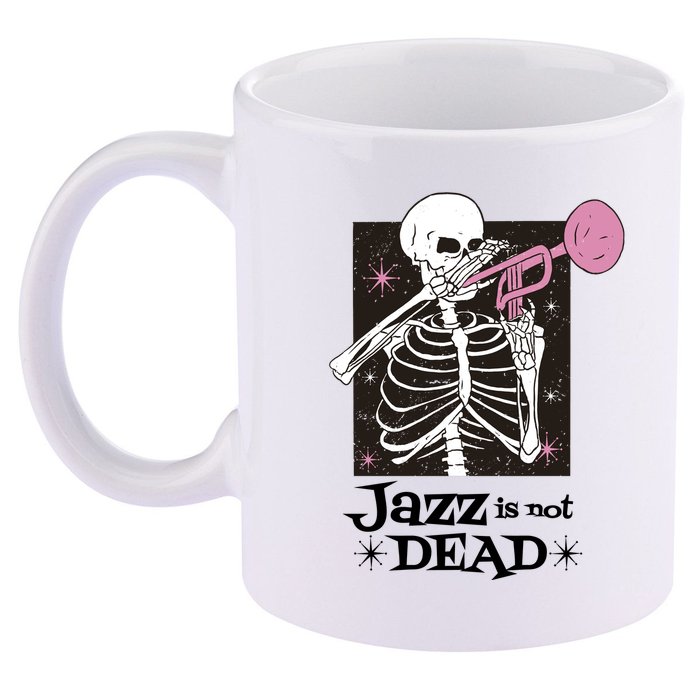 Jazz Is Not Dead Skeleton 11oz C Handle Ceramic Mug