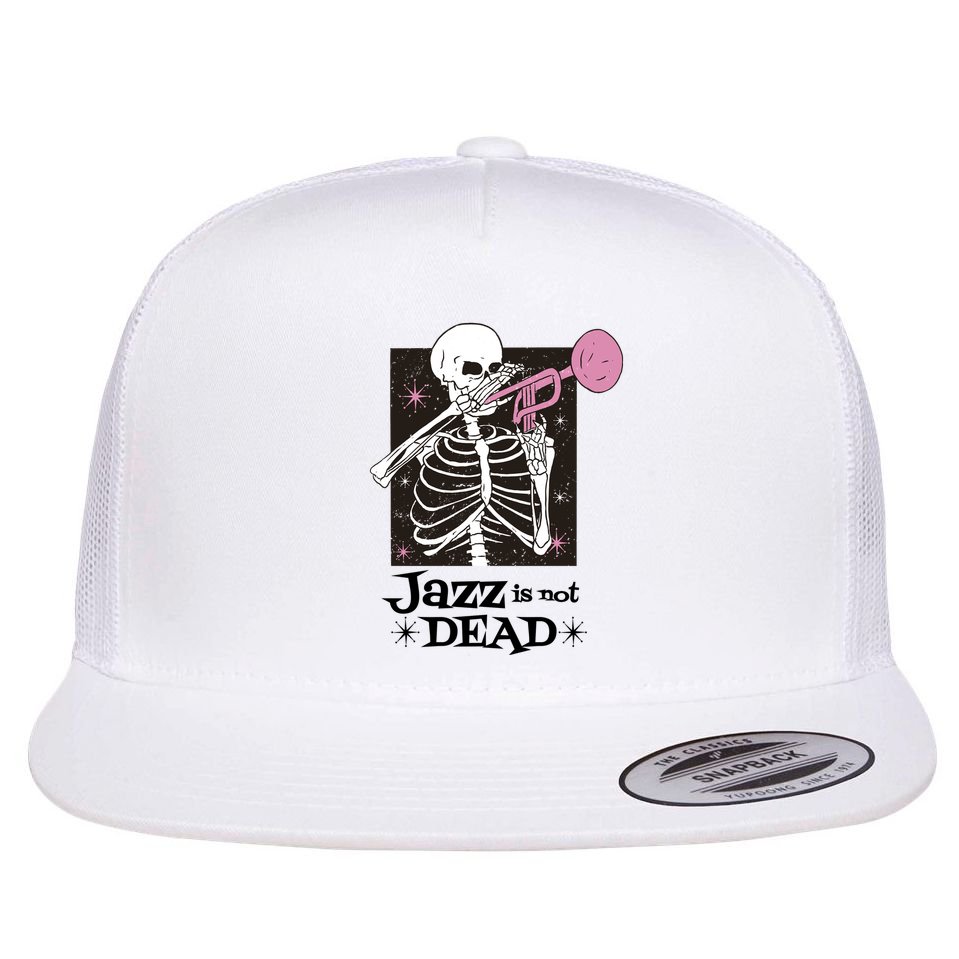 Jazz Is Not Dead Skeleton Flat Bill Trucker Hat