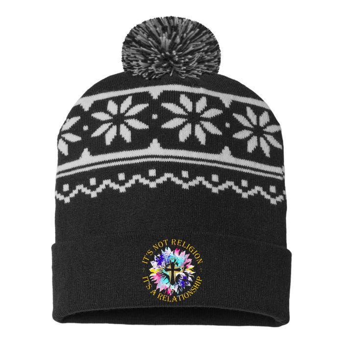 Jesus ItS Not A Religion ItS A Relationship Sunflower USA-Made Snowflake Beanie