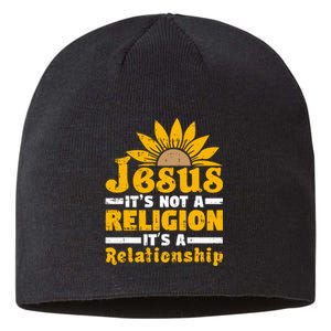 Jesus ItS Not A Religion Its A Relationship Retro Sunflower Sustainable Beanie