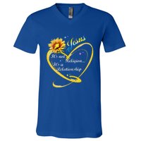 Jesus Its Not A Religion Its A Relationship Sunflower Art V-Neck T-Shirt