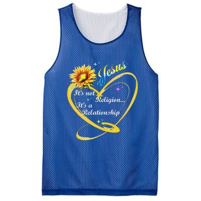 Jesus Its Not A Religion Its A Relationship Sunflower Art Mesh Reversible Basketball Jersey Tank